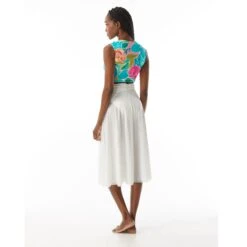 Carmen Marc Valvo Cap Sleeve Tie Front Crop Top - Flower Blooms -Swim Wear Shop C2M440 970 alt06