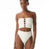 Carmen Marc Valvo Bandeau Crop Bikini Top - Wave Texture -Swim Wear Shop C3S487 110 R