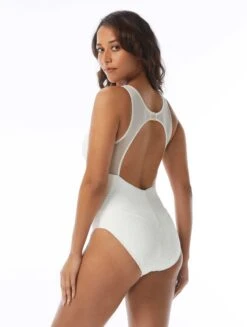 Carmen Marc Valvo High Neck One Piece Swimsuit - Wave Texture -Swim Wear Shop C3S490 110 alt01 R