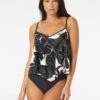 Carmen Marc Valvo Flyaway Scarf Tankini Top - Wild Plumeria 1 Carmen Marc Valvo Flyaway Scarf Tankini Top - Wild Plumeria -Swim Wear Shop C3T449 001