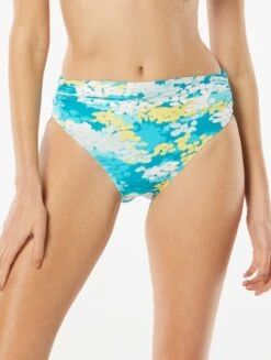 Carmen Marc Valvo Classic Shirred Waist Bikini Bottom - Madeira Garden