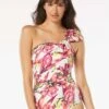 Carmen Marc Valvo Ruched One Shoulder Underwire One Piece Swimsuit - Brava Lily 1 Carmen Marc Valvo Ruched One Shoulder Underwire One Piece Swimsuit - Brava Lily -Swim Wear Shop C4J228 618