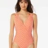 Carmen Marc Valvo V-Neck Surplice One Piece Swimsuit - Island Diamond -Swim Wear Shop C4N225 816
