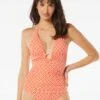 Carmen Marc Valvo Shirred Halter Tankini Top - Island Diamond -Swim Wear Shop C4N471 816