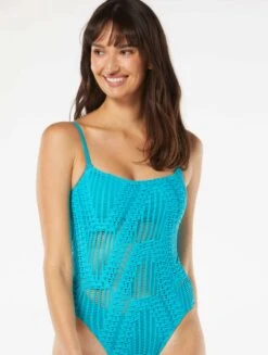 Carmen Marc Valvo Scoop Neck One Piece Swimsuit - Pyramid Texture -Swim Wear Shop C4R515 459 alt02