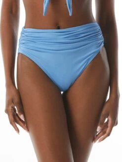 Carmen Marc Valvo Classic Shirred Waist Bikini Bottom - Solids