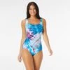 Roxanne Bra Sized Square Neck One Piece Swimsuit - Aqua Palm -Swim Wear Shop E04408 100