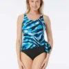 Gabar Chlorine Resistant Draped Tank One Piece Swimsuit - Tide Pool -Swim Wear Shop G6E386 001