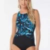 Gabar Chlorine Resistant High Neck One Piece Swimsuit - Ocean Fern -Swim Wear Shop G7E215 001