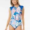 Beach House Sport Endurance Zip Front One Piece Swimsuit - Sea Lily -Swim Wear Shop H02718 970