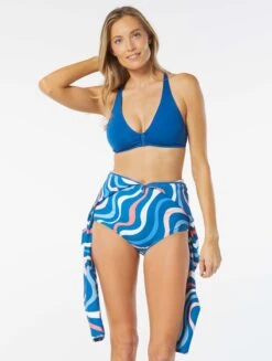 Beach House Sport Sculpt Long Sleeve Zip Front One Piece Swimsuit - Ribbon Stripe -Swim Wear Shop H03871 970 alt03