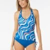 Beach House Sport Ambition Fitted Cross Back Tankini Top - Ribbon Stripe
