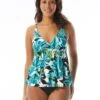 Beach House Swim Tana Double Ruffle Underwire Tankini Top - Deco Garden
