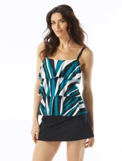 Beach House Swim Jane Ruffle Tiered Tankini Top - Wave Pool Stripe -Swim Wear Shop H08025 001 alt02 R