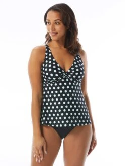 Beach House Swim Willow Twist Front Underwire Tankini Top - Retro Dot