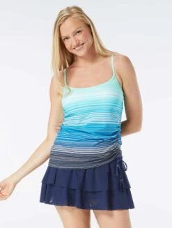 Beach House Swim Bridget Side Shirred Tankini Top - Sunset Stripe -Swim Wear Shop H1A925 511 alt02