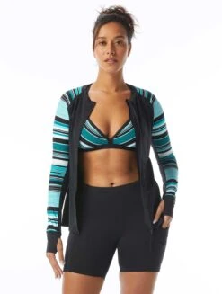 Beach House Sport Ava Zip Front Rash Guard - Shorelines 9 Beach House Sport Ava Zip Front Rash Guard - Shorelines -Swim Wear Shop H20984 970 alt03 R