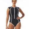 Beach House Sport Endurance Zip Front One Piece Swimsuit - Piping -Swim Wear Shop H22718 001 R