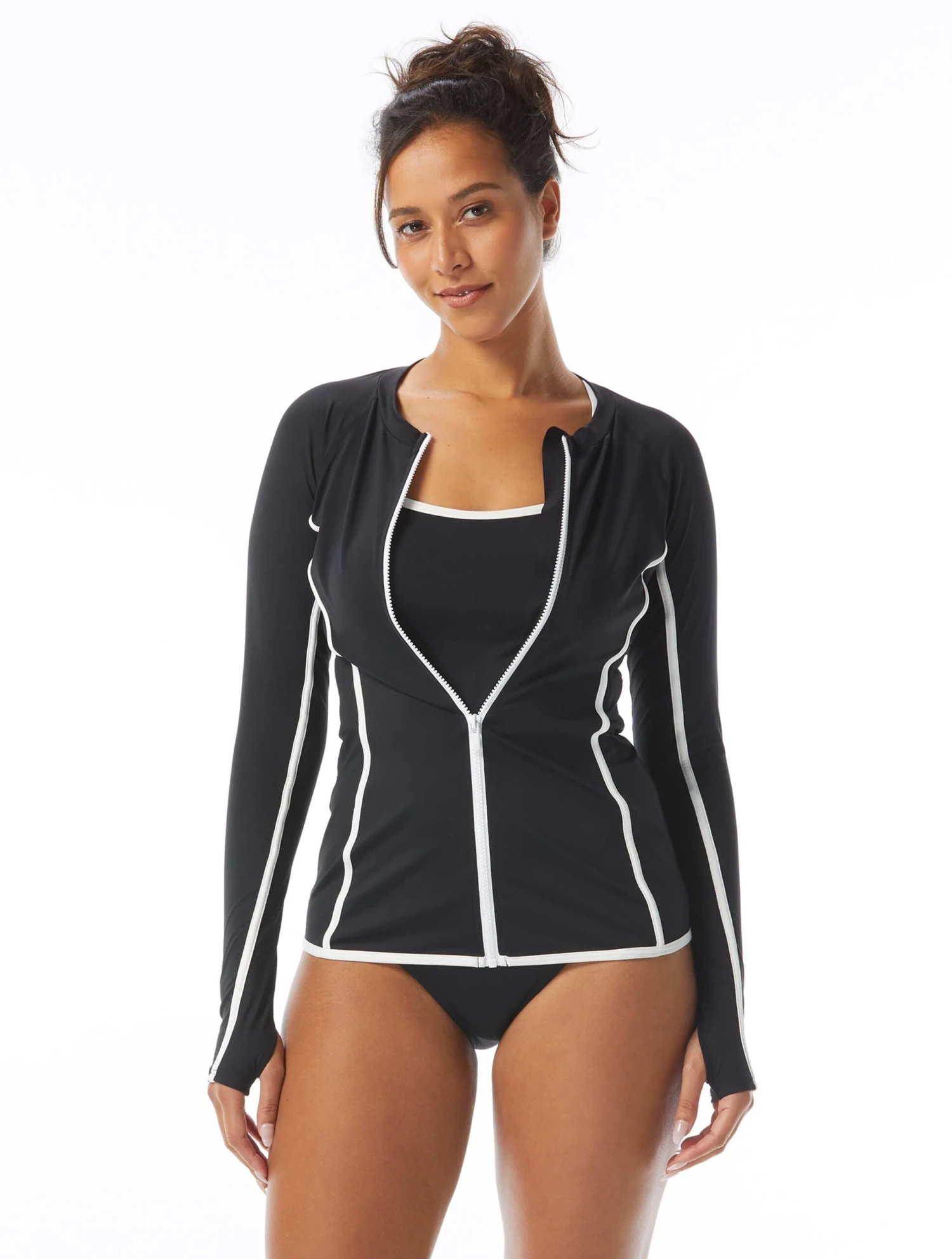 Beach House Sport Ava Zip Front Rash Guard - Piping 4 Beach House Sport Ava Zip Front Rash Guard - Piping - Image 2