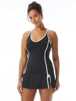 Beach House Sport Ambition Slim Fit Cross Back Tankini Top - Piping -Swim Wear Shop H22800 001 alt02 R