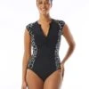 Beach House Sport Endurance Zip Front One Piece Swimsuit - Desert Giraffe -Swim Wear Shop H28718 001 R
