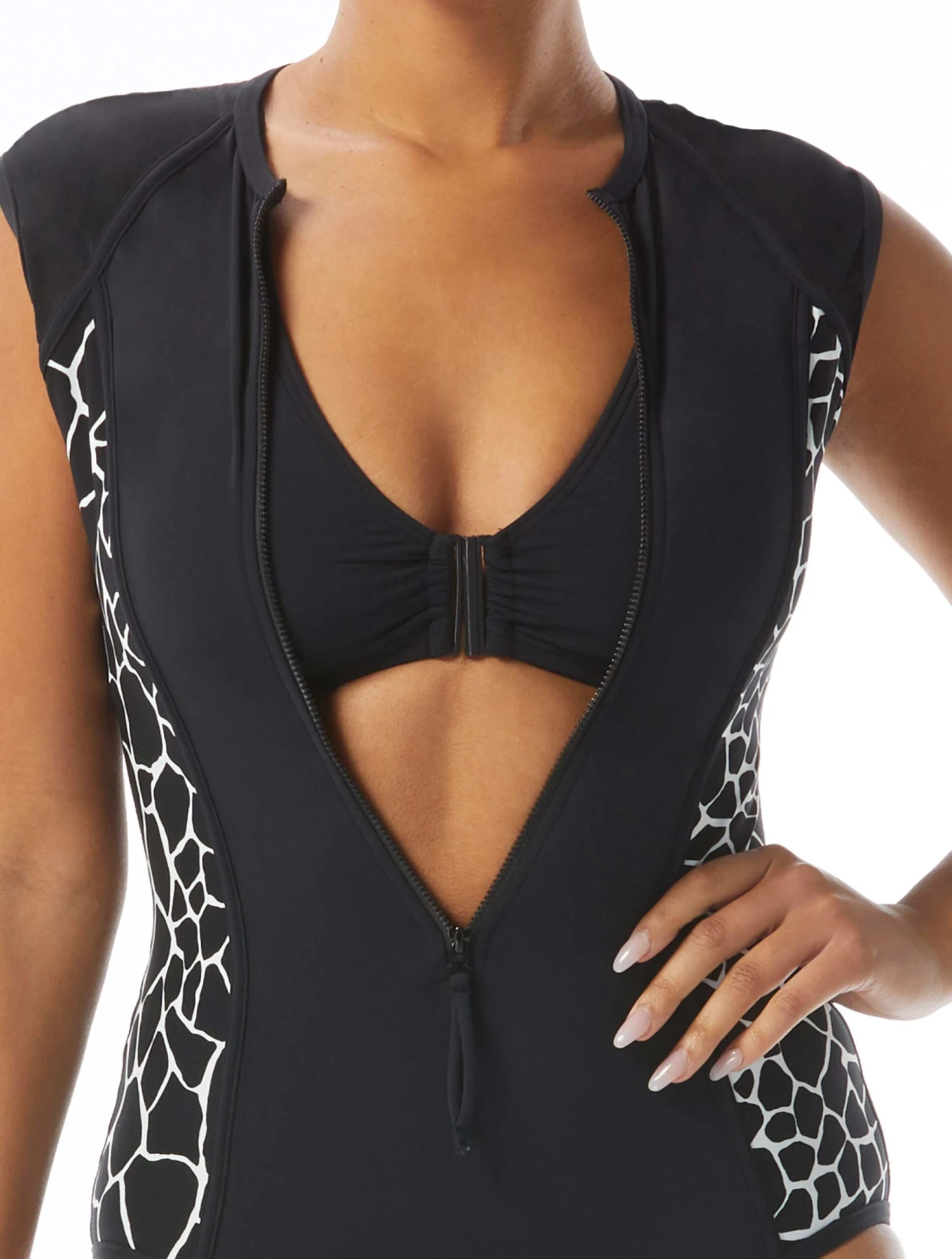 Beach House Sport Endurance Zip Front One Piece Swimsuit - Desert Giraffe 7 Beach House Sport Endurance Zip Front One Piece Swimsuit - Desert Giraffe - Image 5