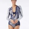 Beach House Sport Sculpt Long Sleeve Zip Front One Piece Swimsuit - Paradise Palm -Swim Wear Shop H38954 511