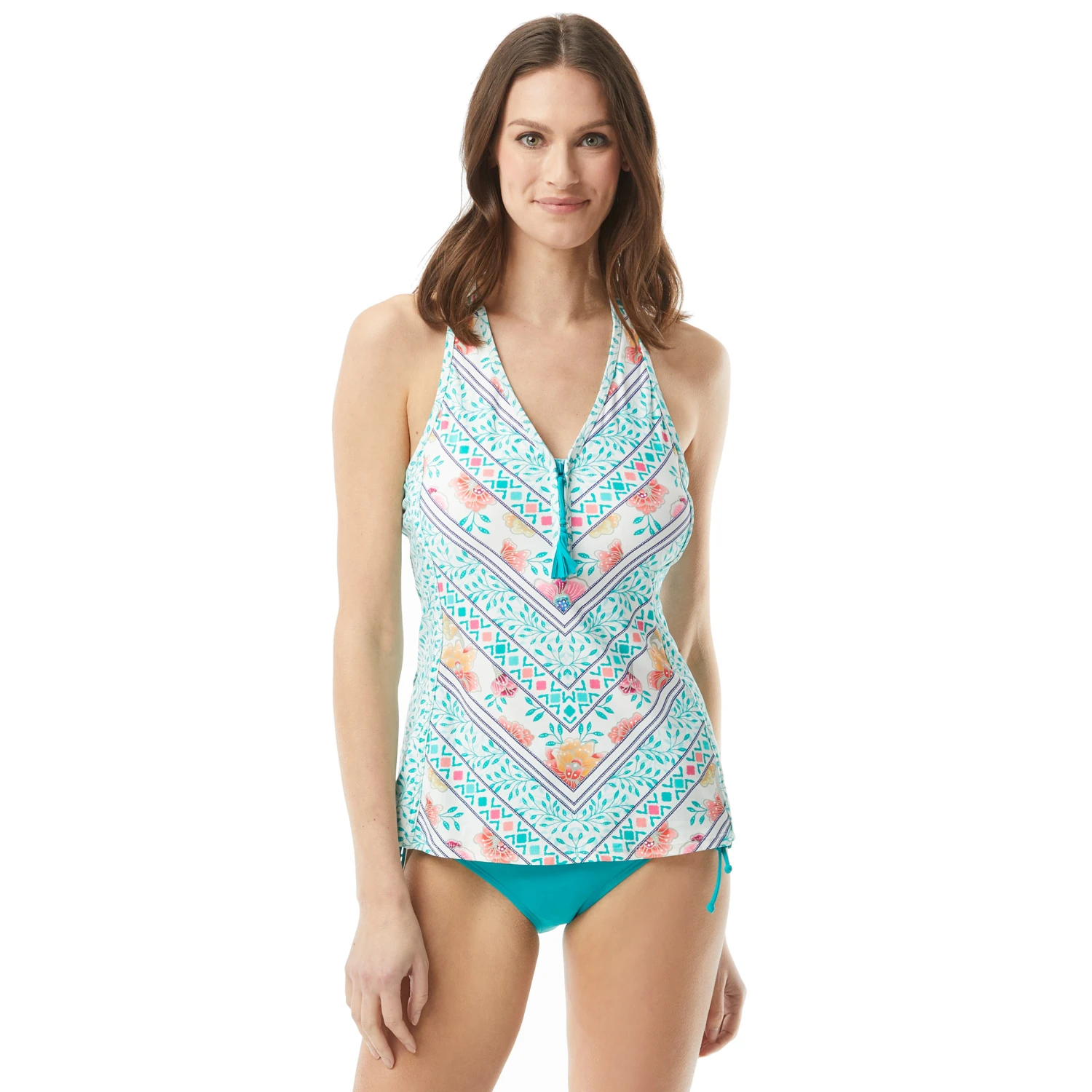 Beach House Erinna Racerback Zipper Front Tankini Top - On The Vine 3 Beach House Erinna Racerback Zipper Front Tankini Top - On The Vine