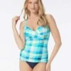 Beach House Swim Christa Wrap Underwire Tankini Top - Picnic Plaid -Swim Wear Shop H48786 511