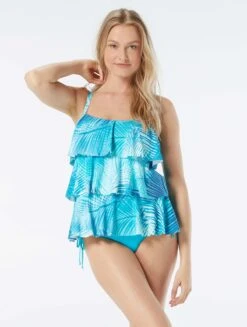 Beach House Swim Jane Ruffle Tiered Tankini Top - Shadow Fern