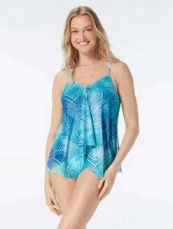 Beach House Swim Kerry Mesh Layer Underwire Tankini Top - Shadow Fern
