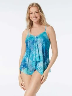 Beach House Swim Kerry Mesh Layer Underwire Tankini Top - Shadow Fern -Swim Wear Shop H49893 435 alt02