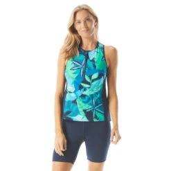 Beach House Sport Racer Zip Front Tankini - Girl's Best Frond -Swim Wear Shop H66951 511 alt03