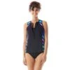 Beach House Sport Racer Zip Front Tankini Top - Sunset & Stripes -Swim Wear Shop H77987 004