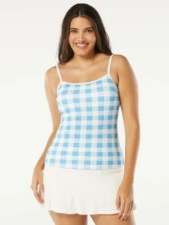 Beach House Swim Lexi Fitted Tankini Top - Summer Gingham -Swim Wear Shop H96739 437 alt04