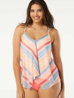 Beach House Swim Kerry Mesh Layer Underwire Tankini Top - Parade Stripe