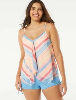 Beach House Swim Kerry Mesh Layer Underwire Tankini Top - Parade Stripe -Swim Wear Shop H97893 970 alt02