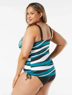 Beach House Swim Plus Size Blair High Neck Tankini Top - Deco Border -Swim Wear Shop HW10130 001 alt01 R