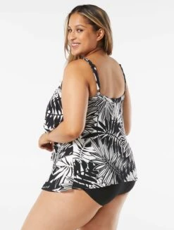 Beach House Swim Plus Size Jane Ruffle Tiered Tankini - Abstract Palm -Swim Wear Shop HW14096 001 alt01 R