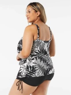 Beach House Swim Plus Size Jane Ruffle Tiered Tankini - Abstract Palm -Swim Wear Shop HW14096 001 alt03 R