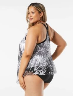 Beach House Swim Plus Size Kerry Mesh Layer Tankini Top - Abstract Palm -Swim Wear Shop HW14355 001 alt01 R