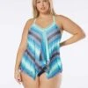 Beach House Swim Plus Size Kerry Mesh Layer Underwire Tankini Top - Sunset Stripe -Swim Wear Shop HW1A355 511