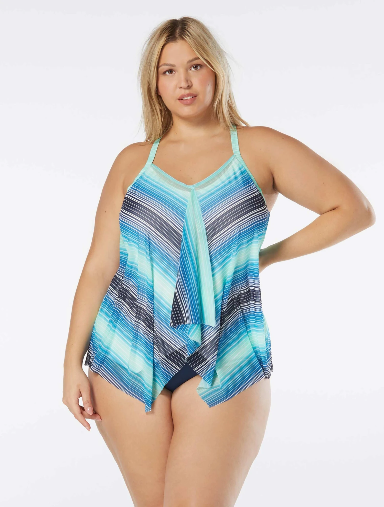 Beach House Swim Plus Size Kerry Mesh Layer Underwire Tankini Top - Sunset Stripe 3 Beach House Swim Plus Size Kerry Mesh Layer Underwire Tankini Top - Sunset Stripe