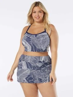 Beach House Sport Plus Size Plateau Racerback Crop Bikini Top - Paradise Palm