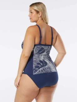 Beach House Sport Plus Size Ambition Fitted Cross Back Tankini Top - Paradise Palm -Swim Wear Shop HW38387 511 alt02