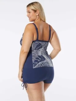 Beach House Sport Plus Size Ambition Fitted Cross Back Tankini Top - Paradise Palm -Swim Wear Shop HW38387 511 alt04