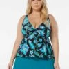 Beach House Swim Plus Size Willow Twist Front Underwire Tankini Top - Vineyard Floral -Swim Wear Shop HW95364 001