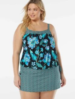 Beach House Swim Plus Size Audrey Blouson Tankini Top - Vineyard Floral -Swim Wear Shop HW95365 001 alt02
