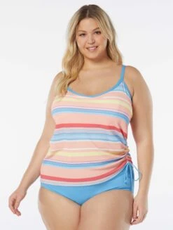 Beach House Swim Plus Size Bridget Shirred Side Underwire Tankini Top - Parade Stripe -Swim Wear Shop HW97382 970 alt02