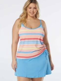 Beach House Swim Plus Size Bridget Shirred Side Underwire Tankini Top - Parade Stripe -Swim Wear Shop HW97382 970 alt04